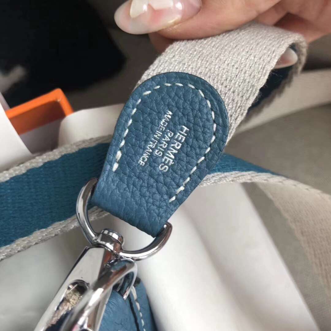 에르메스 미니 에블린16 블루진 은장 토고가죽